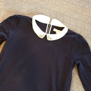 Nwot loft maternity M 3/4 sleeves navy with collar